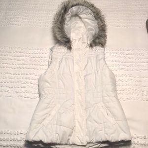 Puffer Vest with Fur-lined Hood